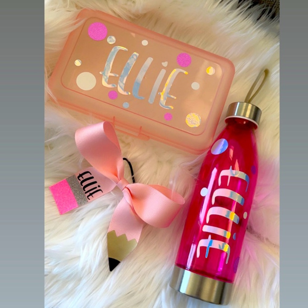 Back to school personalized pencil box set